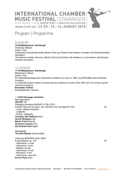 ICMF Stavanger - Programme 2015
