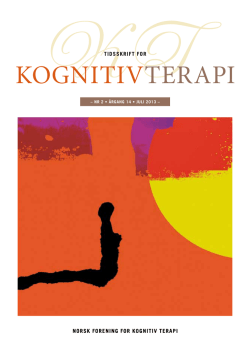 Tidsskrift 2 2013 - Norsk Forening for Kognitiv Terapi