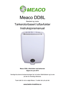 Meaco DD8L Luftavfukter - Manual - Juni 2015