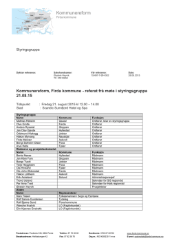 Kommunereform, Firda kommune - referat frå møte i styringsgruppa