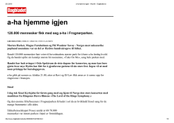 Dagbladet: A-ha hjemme igjen - Oslo Bach-kor