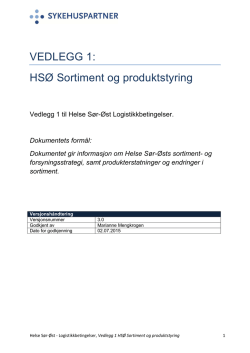 VEDLEGG 1: HSØ Sortiment og produktstyring