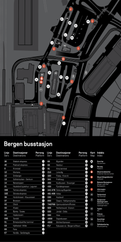 Her finn du perrongoversikt for Bergen Bystasjon.