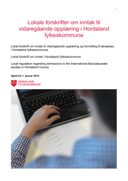 Lokale forskrifter om inntak til vidaregåande opplæring i Hordaland