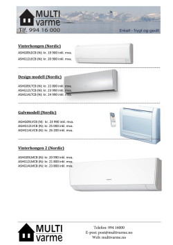 Prisliste General Varmepumper 2014/2015