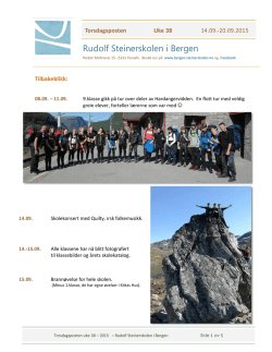 Torsdagsposten uke 38 – 2015 - Rudolf Steinerskolen i Bergen