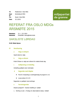 Årsmøte 2015 - Oslo MDG - Miljøpartiet De Grønne