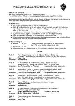 Deltakerliste for kontingentinnsamlingen søndag 26. april 2015 med