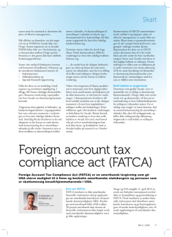 Foreign account tax compliance act (FATCA)