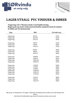 LAGER UTSALG PVC VINDUER & DØRER