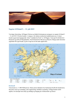 Reiseplan Islandstur 2015