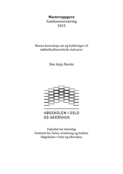 Masteroppgave Samfunnsernæring 2015 Siw Anja Norén