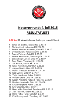 Resultater Nøtterøy rundt 2015
