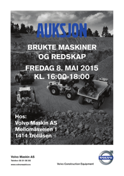 BRUKTE MASKINER OG REDSKAP FREDAG 8. MAI 2015 KL. 16
