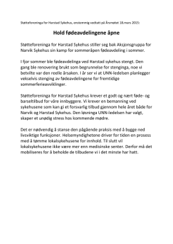 Hold fødeavdelingene åpne - Støtteforeninga for Harstad Sykehus