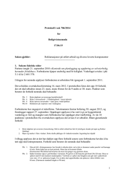 1 Protokoll i sak 786/2014 for Boligtvistnemnda 17.06.15 Saken
