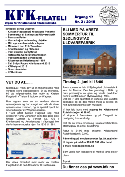KFK filateli nr 2 Våren 2015 - Kristiansand Filatelistklubb