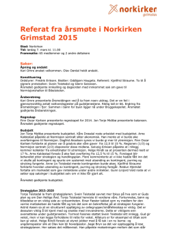 Referat fra årsmøte i Norkirken Grimstad 2015