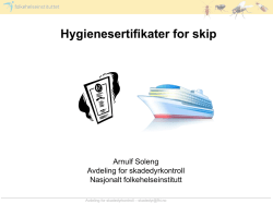 Hygienesertifikater for skip - Nasjonalt folkehelseinstitutt
