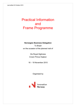 Practical Information and Frame Programme