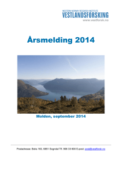 Årsrapport 2014 - Vestlandsforsking