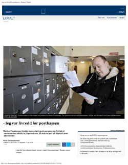 "Jeg var livredd for postkassen" Bergens Tidende 16. april 2015