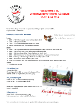 Invitasjon til festival for veterankorps 2016