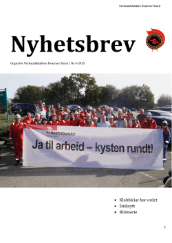 Nyhetsbrev 4-2015 - Verkstadklubben Kværner Stord