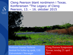 The Legacy of Cleng Peerson, 13. – 16. oktober 2015