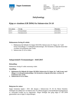 Søgne kommune Saksframlegg Kjøp av eiendom (GB 28/84) fra