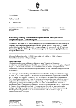 Midlertidig endring av vilkår i utslippstillatelsen