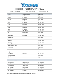 Prisliste Frustøl Pukkverk AS