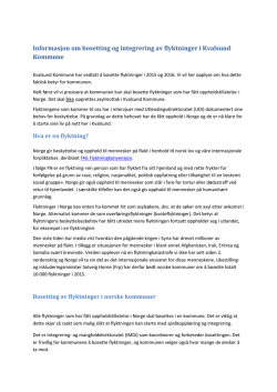 Informasjon om bosetting og integrering av flyktninger i Kvalsund