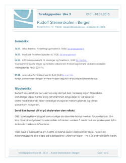 Torsdagsposten uke 3 – 2015 - Rudolf Steinerskolen i Bergen