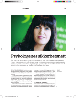 Psykologenes sikkerhetsnett - Tidsskrift for Norsk Psykologforening