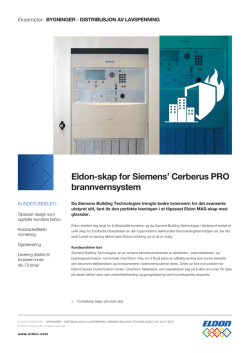 Eldon-skap for Siemens` Cerberus PRO brannvernsystem