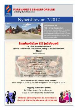 Nyhetsbrev nr. 7/2012 - Forsvarets seniorforbund