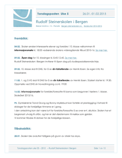 Torsdagsposten uke 5 – 2015 - Rudolf Steinerskolen i Bergen