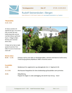 Torsdagsposten uke 37 – 2015 - Rudolf Steinerskolen i Bergen