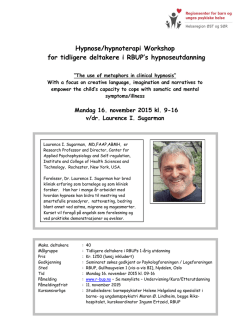 Hypnose/hypnoterapi Workshop for tidligere deltakere i RBUP`s
