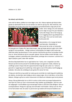 Infobrev nr 11- 2014 Ny måned, nytt infoskriv. Julen står