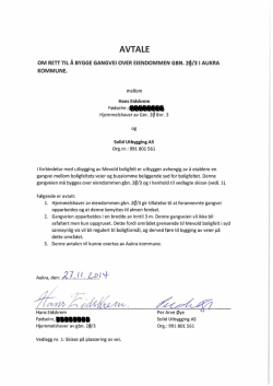 Avtale om å bygge gangveg over eigedom gbn 21/1 i Aukra kommune