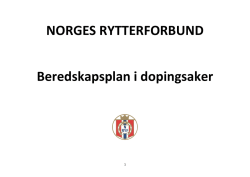 NORGES RYTTERFORBUND Beredskapsplan i dopingsaker
