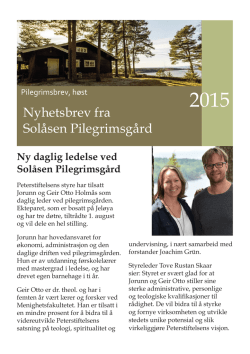 Nyhetsbrev fra Solåsen Pilegrimsgård
