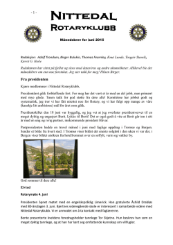 Månedsbrev for Juni - Nittedal Rotaryklubb