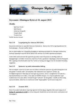 Styremøte i Himingen Hyttevel 18. august 2015