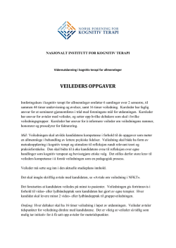 Veileders oppgaver - Norsk Forening for Kognitiv Terapi