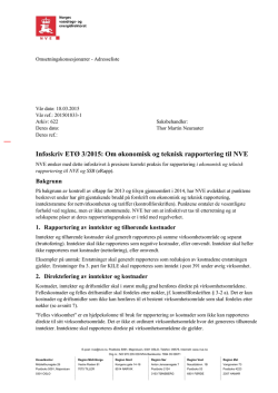 Infoskriv ETØ 3/2015: Om økonomisk og teknisk rapportering til NVE