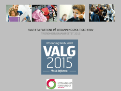 VALG 2015 Trondheimsmanifestet