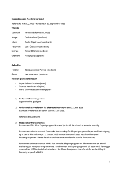1 Ekspertgruppen Nordens Språkråd Referat fra møte 2/2015